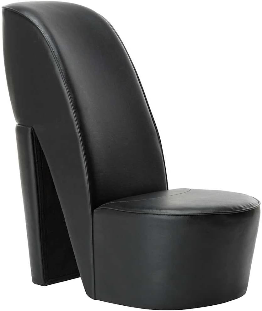 vidaXL Heeled Chair Faux Leather Black Lounge Chair Rest Chair Recliner Chair Tv Chair