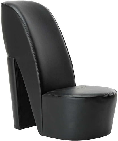 vidaXL Heeled Chair Faux Leather Black Lounge Chair Rest Chair Recliner Chair Tv Chair