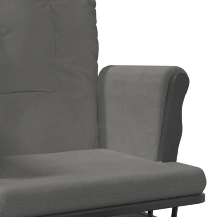 Schuifstoel – Relaxstoel – Fauteuil – Voedstoel – Lounge Stoel – Massief Rubberhout – Donkergrijs Stof