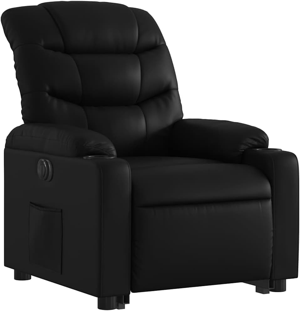 Relaxstoel met Opstahulp – Elektrische Relaxstoel – Tv-stoel – Ligstoel – Relaxfauteuil – Verstelbare Ligfunctie 135° – Zwart Kunstleer