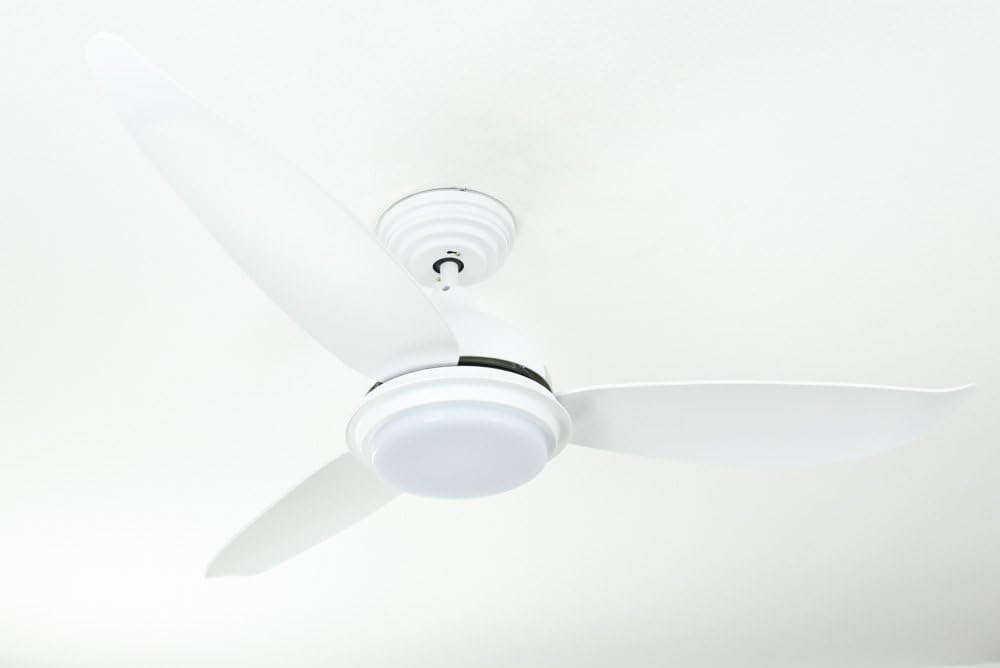moderne design Plafondventilator Pepeo Raja met dimbare LED-verlichting en afstandsbediening - 122cm - Wit - Energiezuinige stille DC Motor - 3 lichtkleuren - Omkeerbare winter- en zomerstand, timer