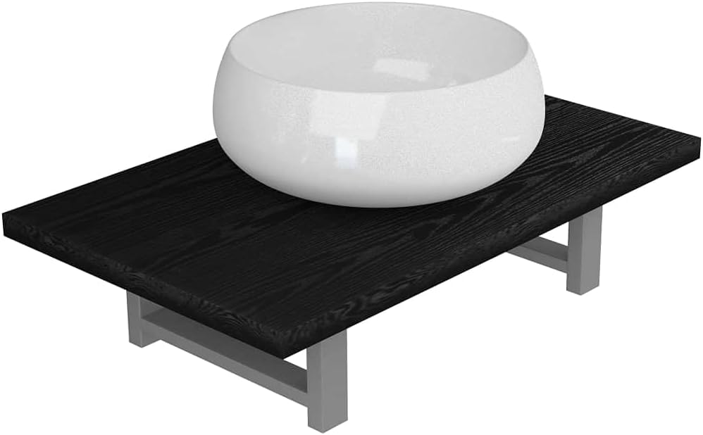 2-Piece Bathroom Furniture Set Ceramic Black, Modern Design, Wall Basin, Furniture Sink, Ceramic Basin, Various Sizes - QUORE