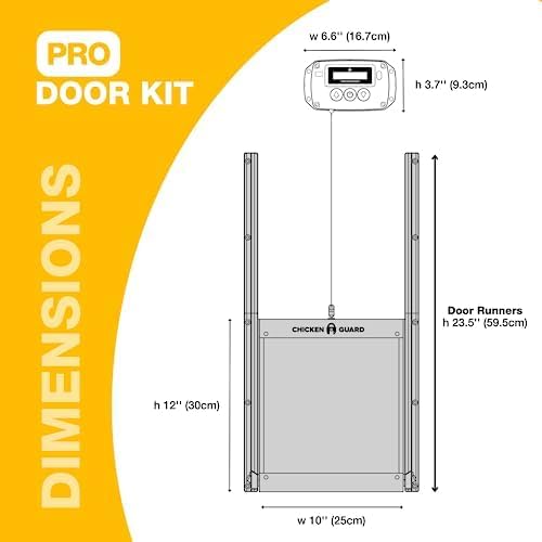 ChickenGuard Automatic Chicken House Door Opener, Power Source: Solar/Batteries/Electric. Timer/Light Sensor; Motor units alone or Combination kits. (PRO + Door + Batteries) - QUORE
