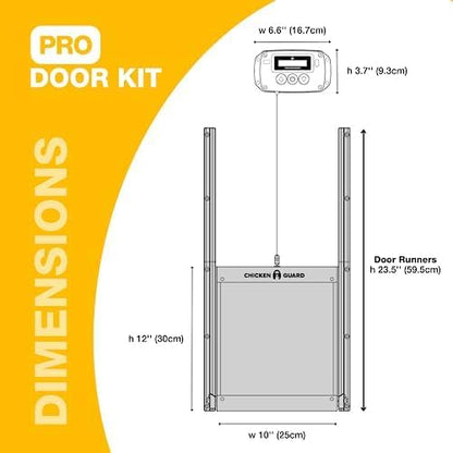 ChickenGuard Automatic Chicken House Door Opener, Power Source: Solar/Batteries/Electric. Timer/Light Sensor; Motor units alone or Combination kits. (PRO + Door + Batteries) - QUORE