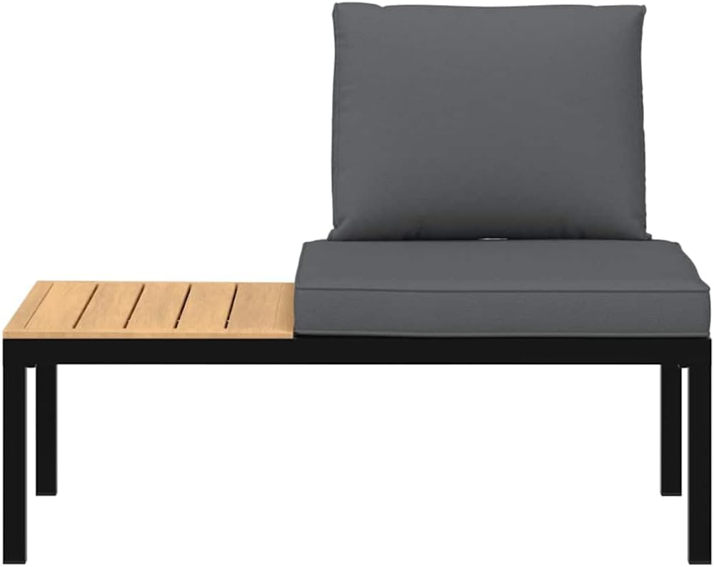 Garden Bench with Cushion Black Aluminium Bench Park Bench Balcony Bench Outdoor Bench for Garden Patio Balcony - QUORE