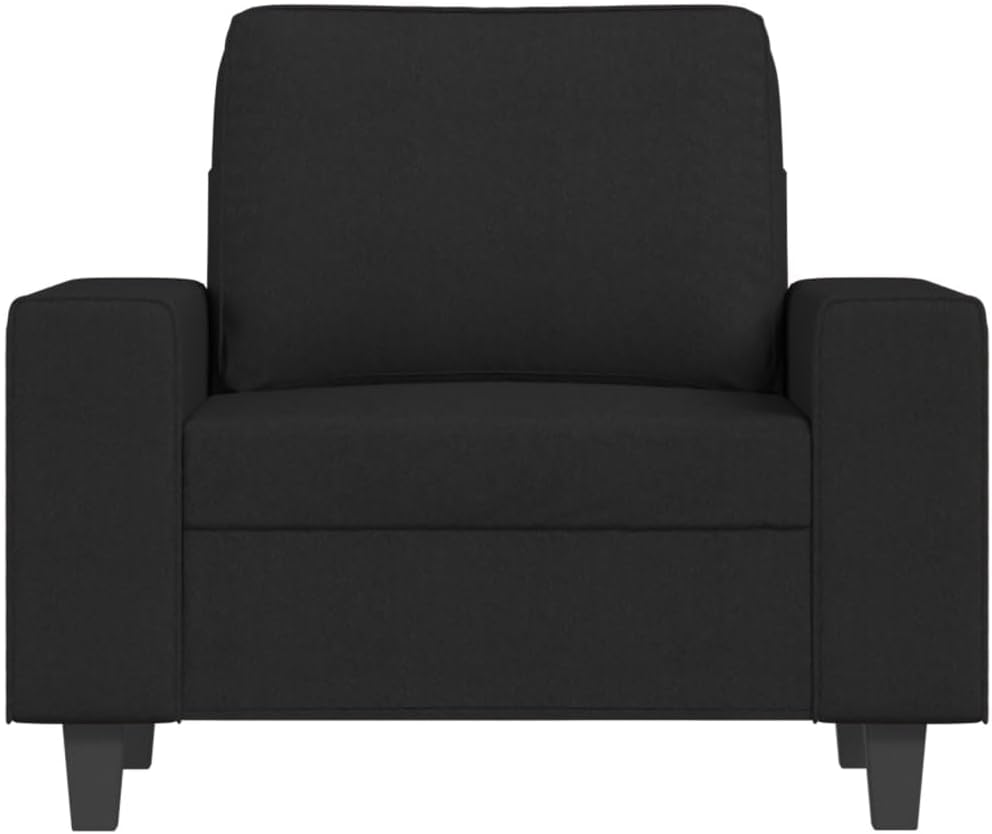 Fauteuil met kruk – Loungestoel – Armleuningstoel – Leesstoel – Moderne stoel – Zacht gevoerd en ademende polyester stof – Robuust multiplex en metalen frame