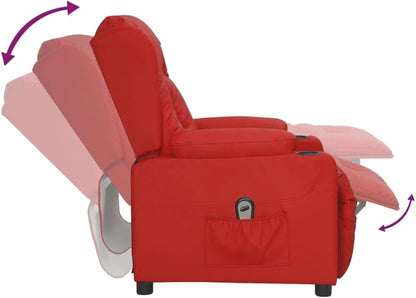 Relaxfauteuil – Relaxstoel – Elektrische Stoel – TV-Stoel – Ligstoel – Kunstleer – Elektrische Ligfunctie – Wijnrood