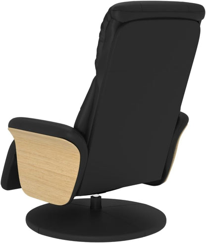 Relaxstoel – Fauteuil – TV-Stoel – Ligstoel – Loungestoel – 360° Draaibaar – Verstelbare Rugleuning 105-125° – Zwart Kunstleer