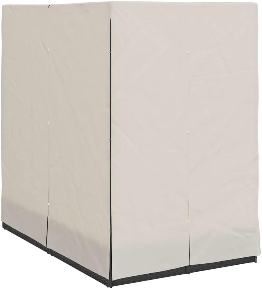vidaXL Lounger 2-person with roof and curtains poly rattan black - QUORE