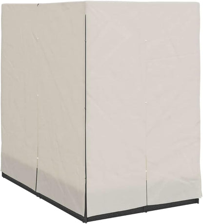 vidaXL Lounger 2-person with roof and curtains poly rattan black - QUORE