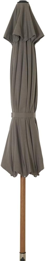 Siena Garden Vero middenstokscherm houtlook Ø 300 cm frame aluminium houtlook, bekleding 100% polyester, 280 g/m² in taupe-gemêleerd, UPF 50+