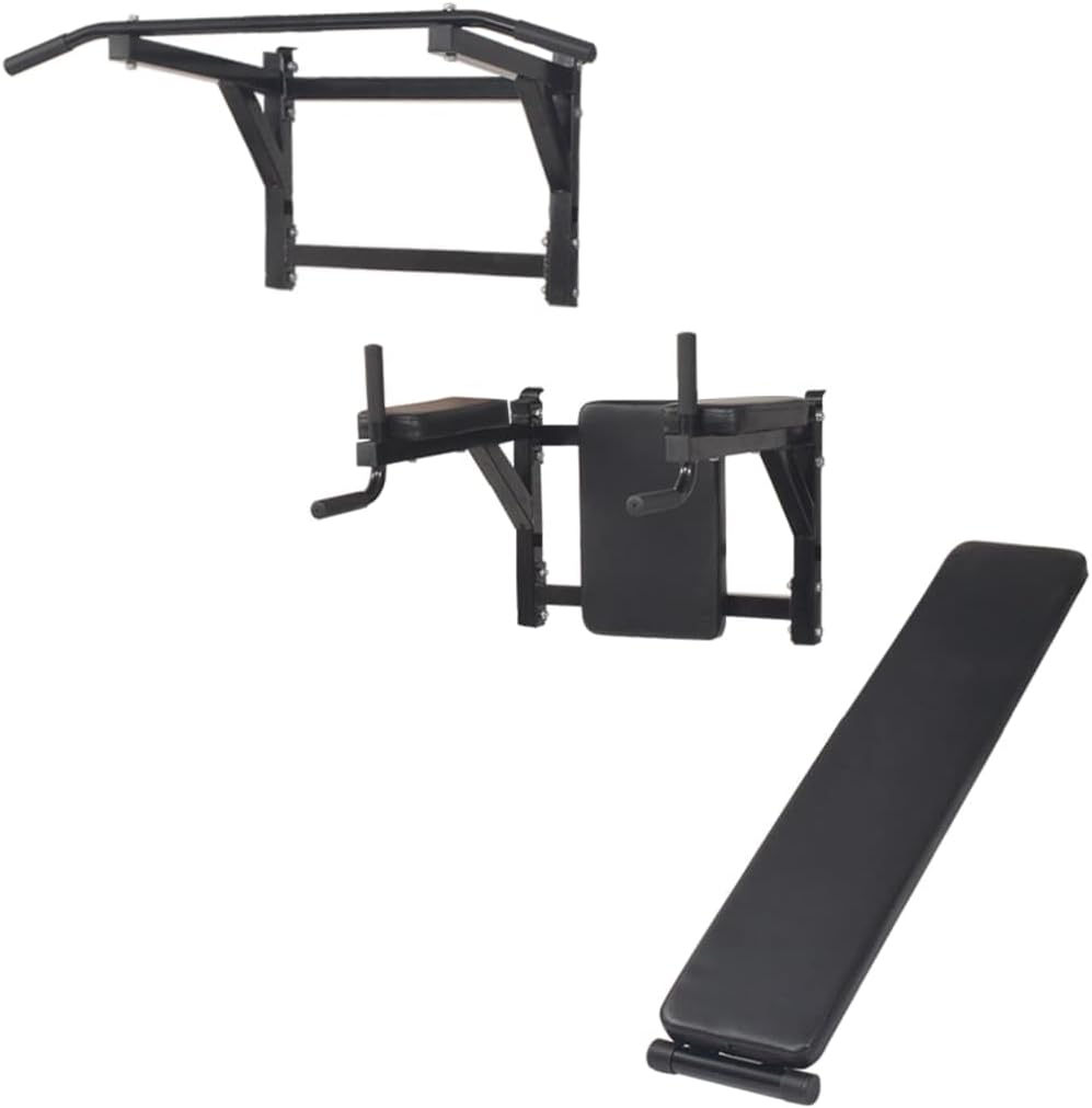 vidaXL Fitness Device Wall-Mounted Black Fitness Device Gym Sports - QUORE