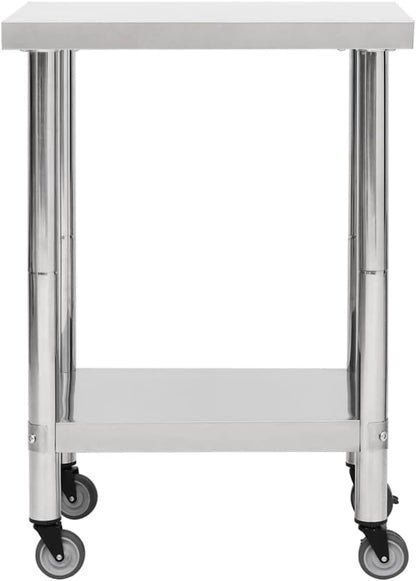 vidaXL Keukenwerktafel met wielen 60x30x85 cm roestvrij staal