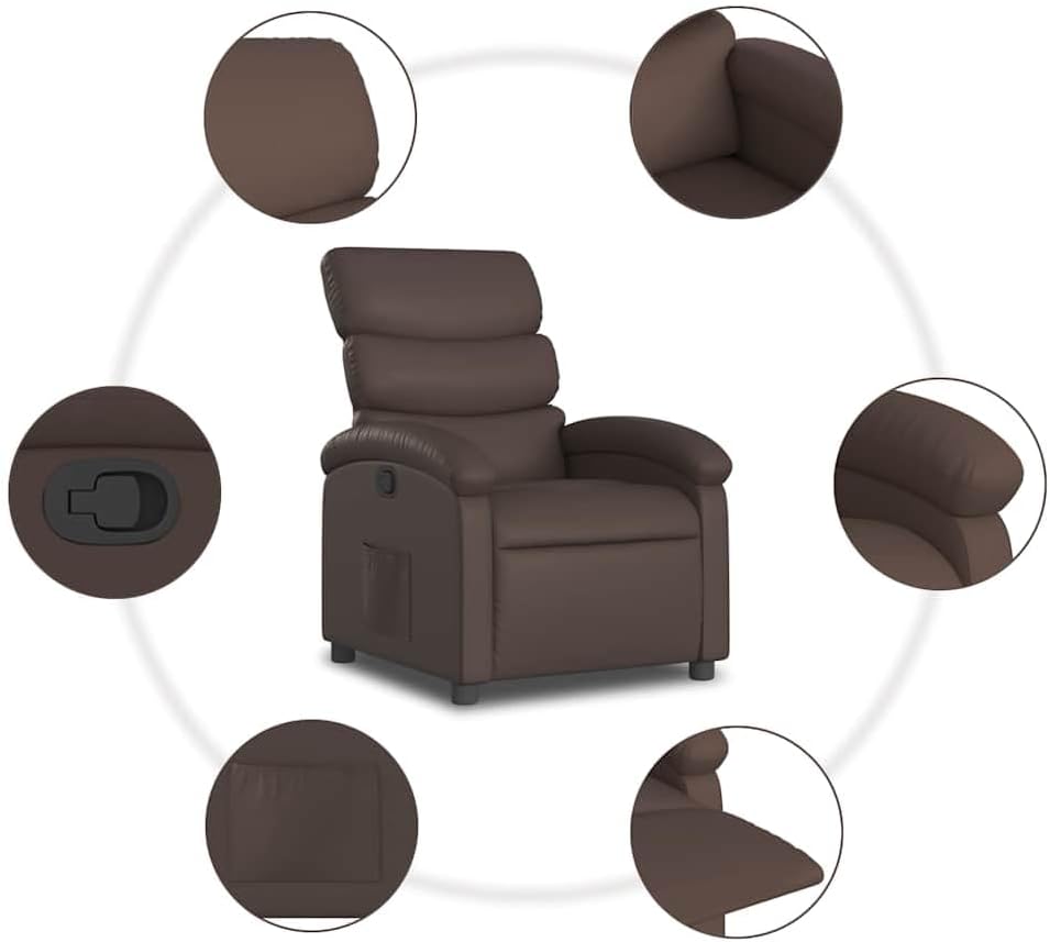 Fauteuil Verstelbaar Kunstleer Bruin – Relaxfauteuil – Relaxstoel – Armstoel – Leunstoel – Maximaal Comfort – Handmatig Verstelbaar Tot 135 Graden