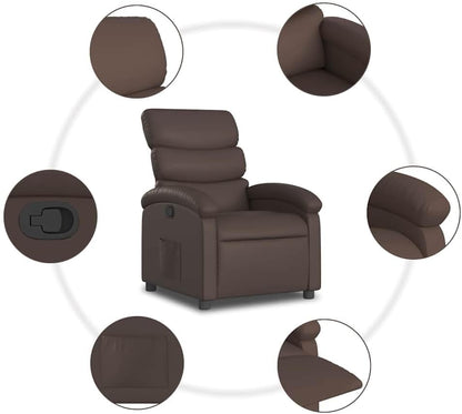 Fauteuil Verstelbaar Kunstleer Bruin – Relaxfauteuil – Relaxstoel – Armstoel – Leunstoel – Maximaal Comfort – Handmatig Verstelbaar Tot 135 Graden