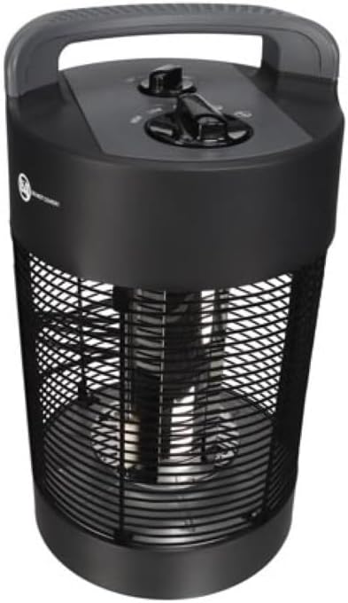Perel Mobile Patio Heater, 700 W, Carbon with Tilt Protection, 2 Heat Levels, Oscillating, Plens-Proof, Metal, Black - QUORE