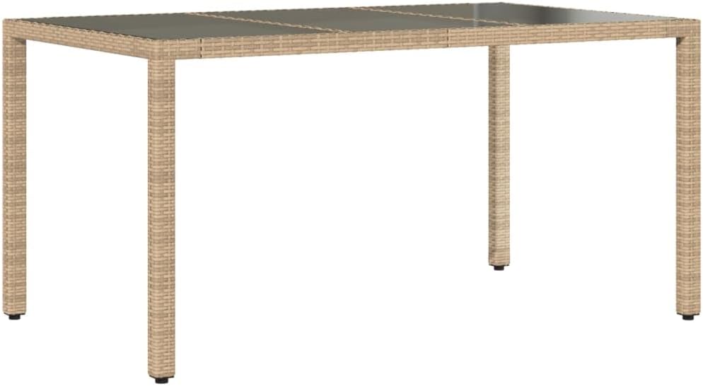 Garden seating set for 6 people, garden furniture set, 6 chairs with table, rattan dining group, balcony furniture, for 6 people, balcony table and chairs, garden set, beige, 7-piece - QUORE