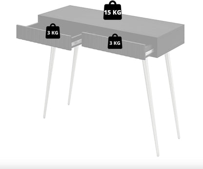 Selsey Bello Make-uptafel met 2 laden op goudkleurige poten, 104 x 80 cm, opbergkast, zwart, make-uptafel