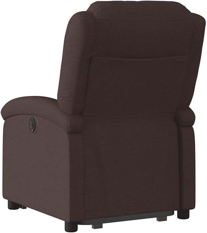 Relaxstoel Met Opstahulp – Elektrische Relaxstoel – Tv-Stoel – Ligstoel – Enkele Stoel – Donkerbruin Polyester – Elektrisch Kantelsysteem – Maximaal 135 Graden Ligpositie