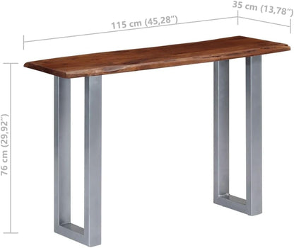 vidaXL Wall table 115x35x76 cm solid acacia wood and iron