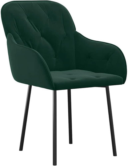 vidaXL Eetkamerstoelen 2 st fluweel donkergroen, eetstoel, keukenstoel, keuken stoel, stoel, eetkamer stoel, zetel, eetkamerstoel met armeluning