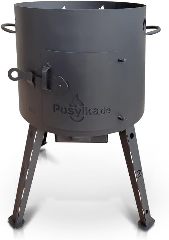 kazan Dutch Oven with Cast Iron Pan, Round Bottom with Lid (12 Litres), KazanoFF, Outdoor, Fire Bowl, Camping - QUORE
