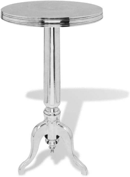 vidaXL Side Table Round Aluminium Silver Table Tables Coffee Table