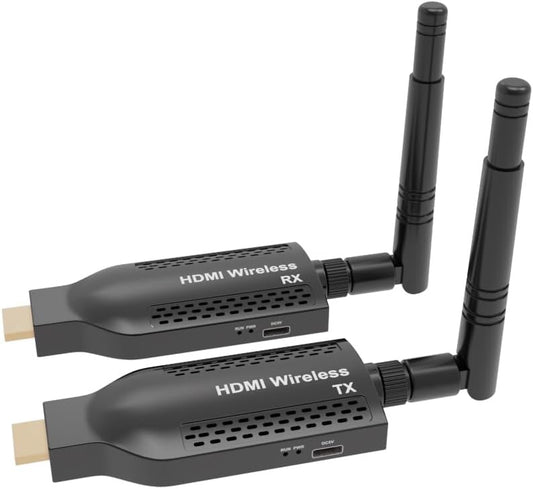EXVIST Draagbare draadloze HDMI-zender en -ontvangerset, 492t lang bereik, HD-overdracht 1080P, plug & play voor tv/projector, ideaal voor thuisbioscoop, presentaties