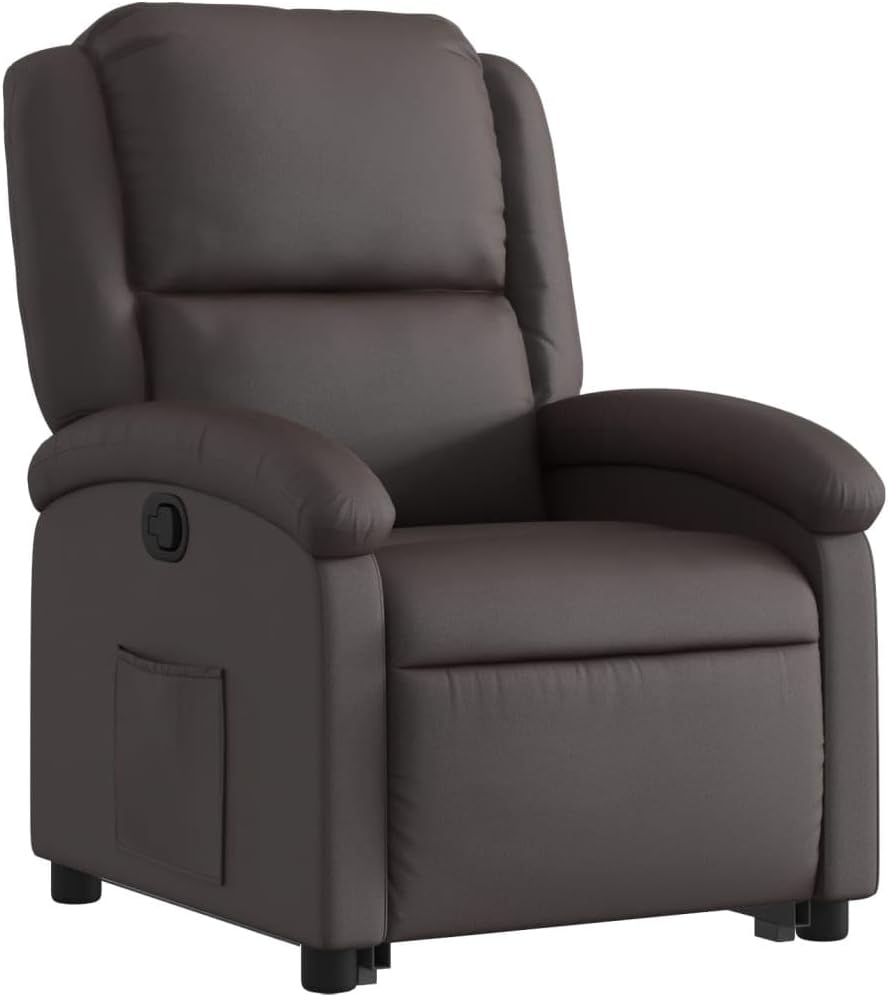 Relaxstoel – Verstelbare Fauteuil – Sta Op Stoel – Elektrische Liftstoel – Donkerbruin Echt Leer – Elektrische Liftfunctie – Echt Leren Bekleding