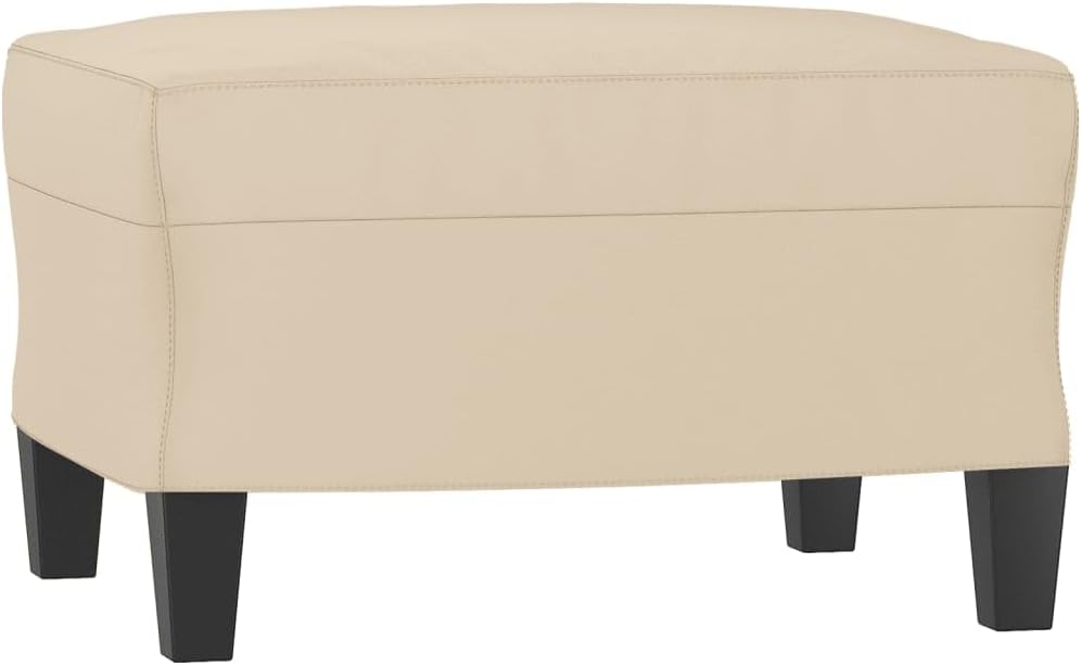 Fauteuil met kruk crème 60 cm microvezelweefsel gestoffeerde stoel relaxstoel met dik gevoerde zitting en robuust frame voor woonkamer en ontspanning