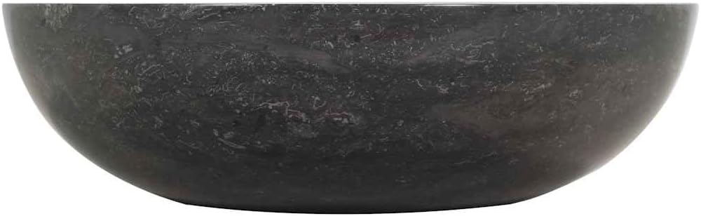 Wastafel – Wasbak – Fontein – Opzetwastafel – Zwarte Marmeren Wastafel – Handgemaakt Marmer – Diameter 40 cm – Hoogte 12 cm