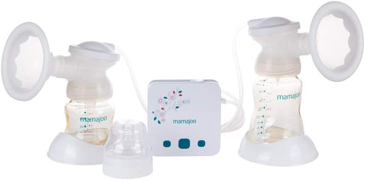 Mamajoo Elektrische dubbele borstkolf, draagbaar met drinkopzetstuk, borstkolf met USB, borstpomp voor dagelijks gebruik, zuigfles voor baby's, effectieve borstpomp voor zachte borstkolven
