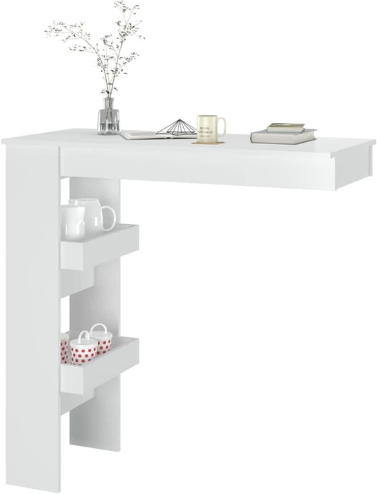 Tidyard Wall Bar Table, Wall Folding Table, Desk, Wall Cabinet, Dining Table, Dining Table, Kitchen Folding Table, Bar Table, 102 x 45 x 103.5 cm (W x D x H), High Gloss White, high gloss white - QUORE