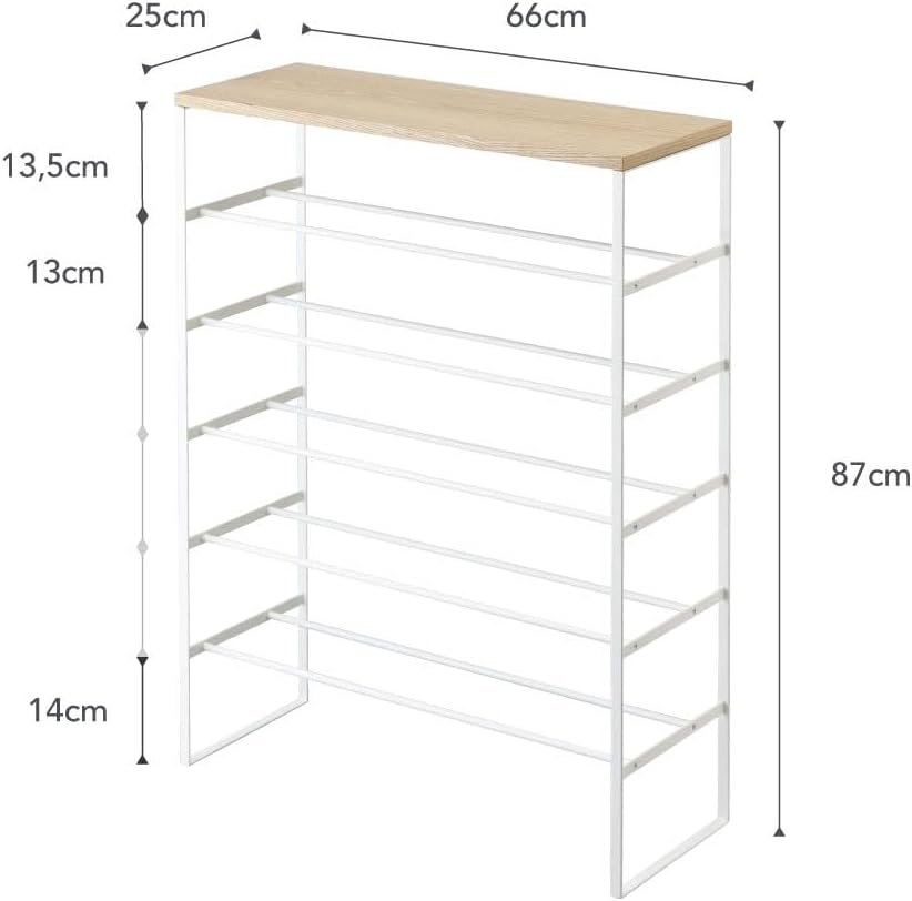 YAMAZAKI Schoenenrek met houten bovenplank - Tower - wit