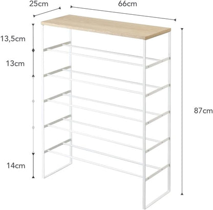 YAMAZAKI Schoenenrek met houten bovenplank - Tower - wit
