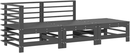vidaXL 3-piece Lounge set with cushions solid wood grey - QUORE