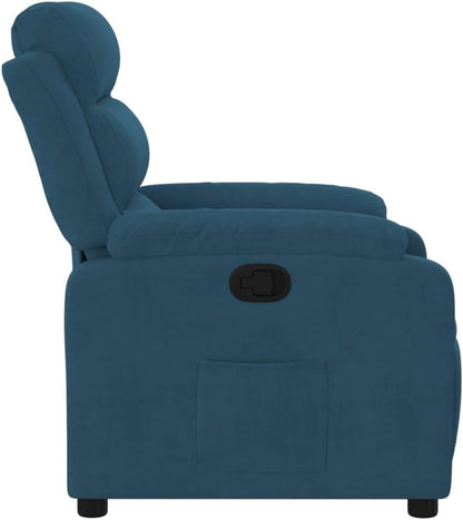 Relaxstoel – Fauteuil – TV-Stoel – Ligstoel – Loungestoel – Blauw Fluweel – Handmatig Kantelsysteem – Verstelbare Rugleuning tot 135°