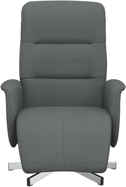 Verstelbare Fauteuil – Relaxstoel – Ligstoel – Lounge Chair – Draaifauteuil – Donkergrijs – Met Voetensteun – 360° Draaibaar – Stoffering 100% Polyester