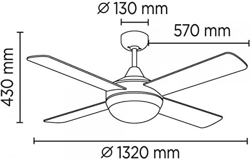 Wonderlamp Marea plafondventilator met licht, E27, 15 W, wit, 132 x 132 x 43 cm
