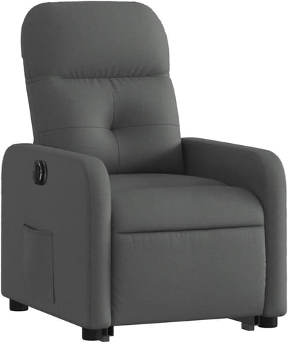 Elektrische Relaxstoel – Opstastoel – Fauteuil Met Opstahulp – Televisiestoel – Ligstoel – Donkergrijze Stof – Verstelbare Ligfunctie – Ingebouwde Opstahulp