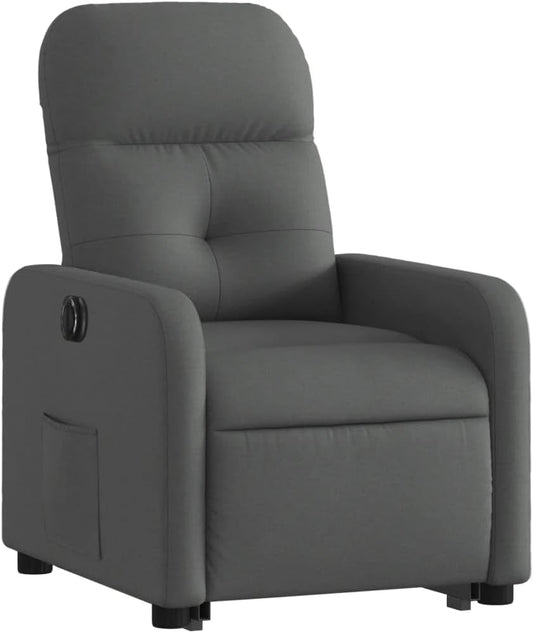 Elektrische Relaxstoel – Opstastoel – Fauteuil Met Opstahulp – Televisiestoel – Ligstoel – Donkergrijze Stof – Verstelbare Ligfunctie – Ingebouwde Opstahulp