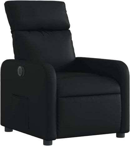 Recliner Chair Electric Black Faux Leather TV Chair with Reclining Function Single Reclining Chair Relax Chair for Living Room Bedroom Electric Tilt System MA8