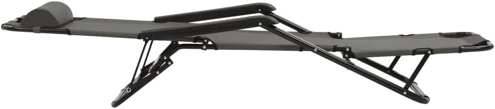 Zonne-ligstoel – Ligstoel – Tuinstoel – Strandstoel – Campingstoel – Inklapbaar – Weerbestendig 600D Polyester – Verstelbare Rugleuning en Voetensteun – Grijs – Set van 2