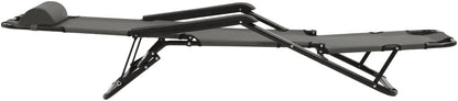 Zonne-ligstoel – Ligstoel – Tuinstoel – Strandstoel – Campingstoel – Inklapbaar – Weerbestendig 600D Polyester – Verstelbare Rugleuning en Voetensteun – Grijs – Set van 2