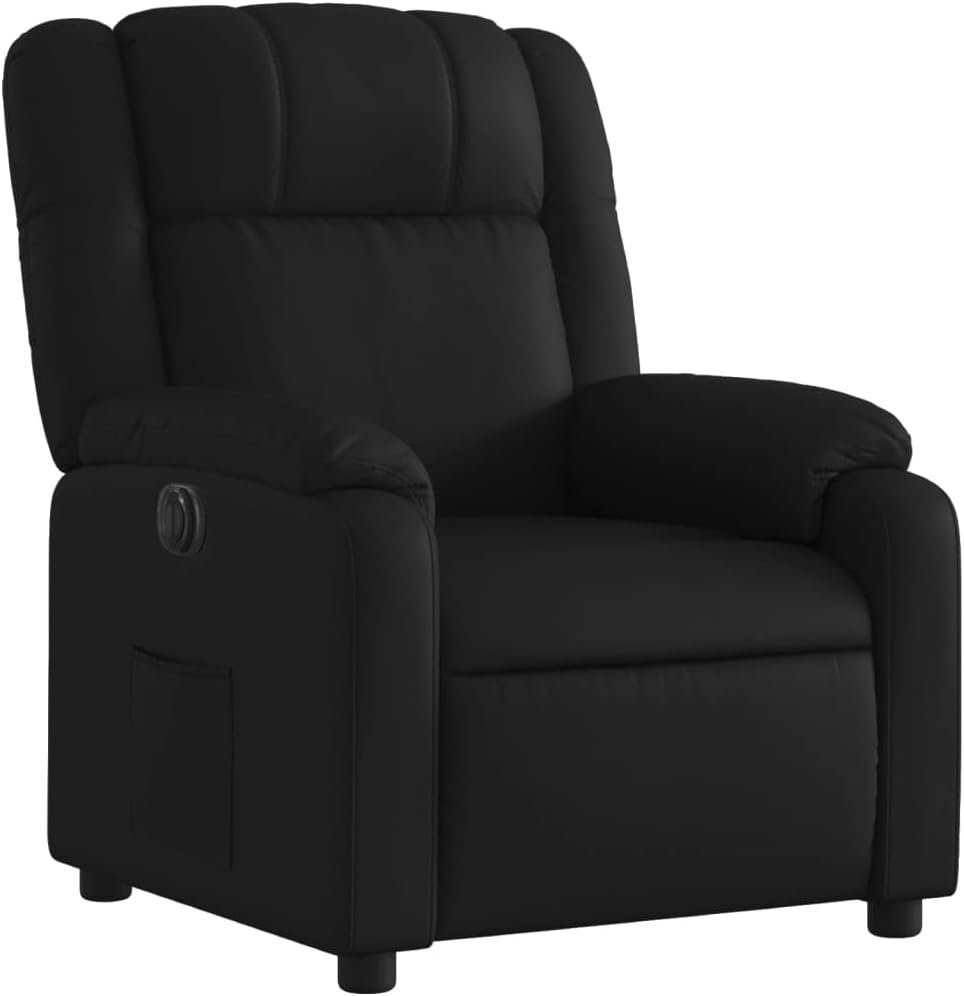 Elektrische Relaxstoel – Relaxfauteuil – Tv-stoel – Ligstoel – Kantelstoel – Zwart Kunstleer – Automatische Ligfunctie Tot 135 Graden – Stevig Hout-Metaal Frame