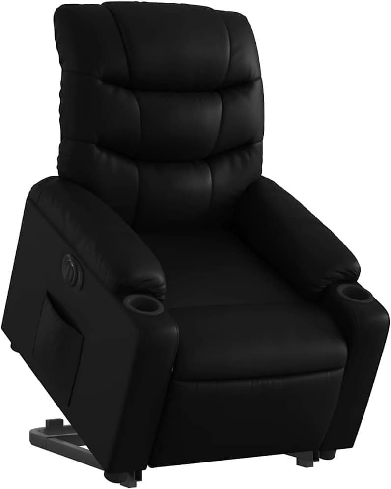 Relaxstoel met Opstahulp – Elektrische Relaxstoel – Tv-stoel – Ligstoel – Relaxfauteuil – Verstelbare Ligfunctie 135° – Zwart Kunstleer