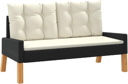 vidaXL 4-Piece Lounge Set with Cushions Poly Rattan and Solid Wood, Garden Set, Lounge Set, Garden Loungeset, Garden Set, Lounge Set, Garden Furniture Set - QUORE