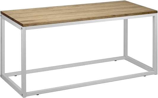 Bijzettafel iCub industriële afmetingen 70 x 45 x 40 cm, wit, van massief grenenhout met stalen frame