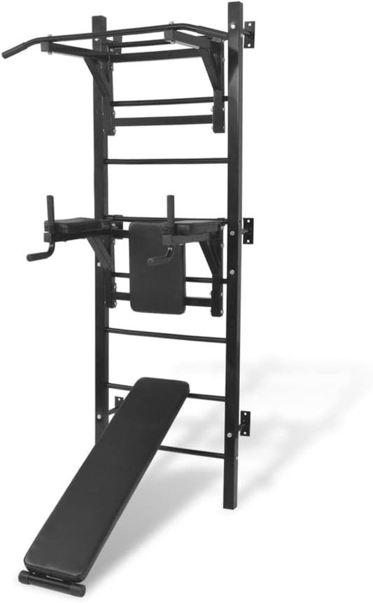 vidaXL Fitness Device Wall-Mounted Black Fitness Device Gym Sports - QUORE