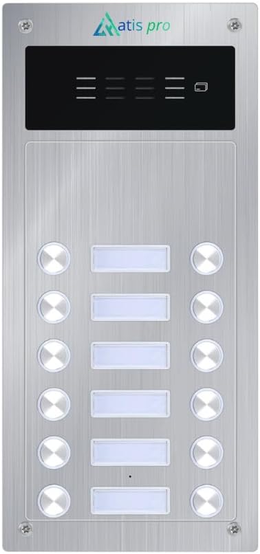 Deurintercom, 2 draden, Vandaalbeveiliging, met RFID-lezer, compleet met telefoons, stroomvoorziening | zeer eenvoudig te installeren. Installatie of oppervlak (12 appartementen)